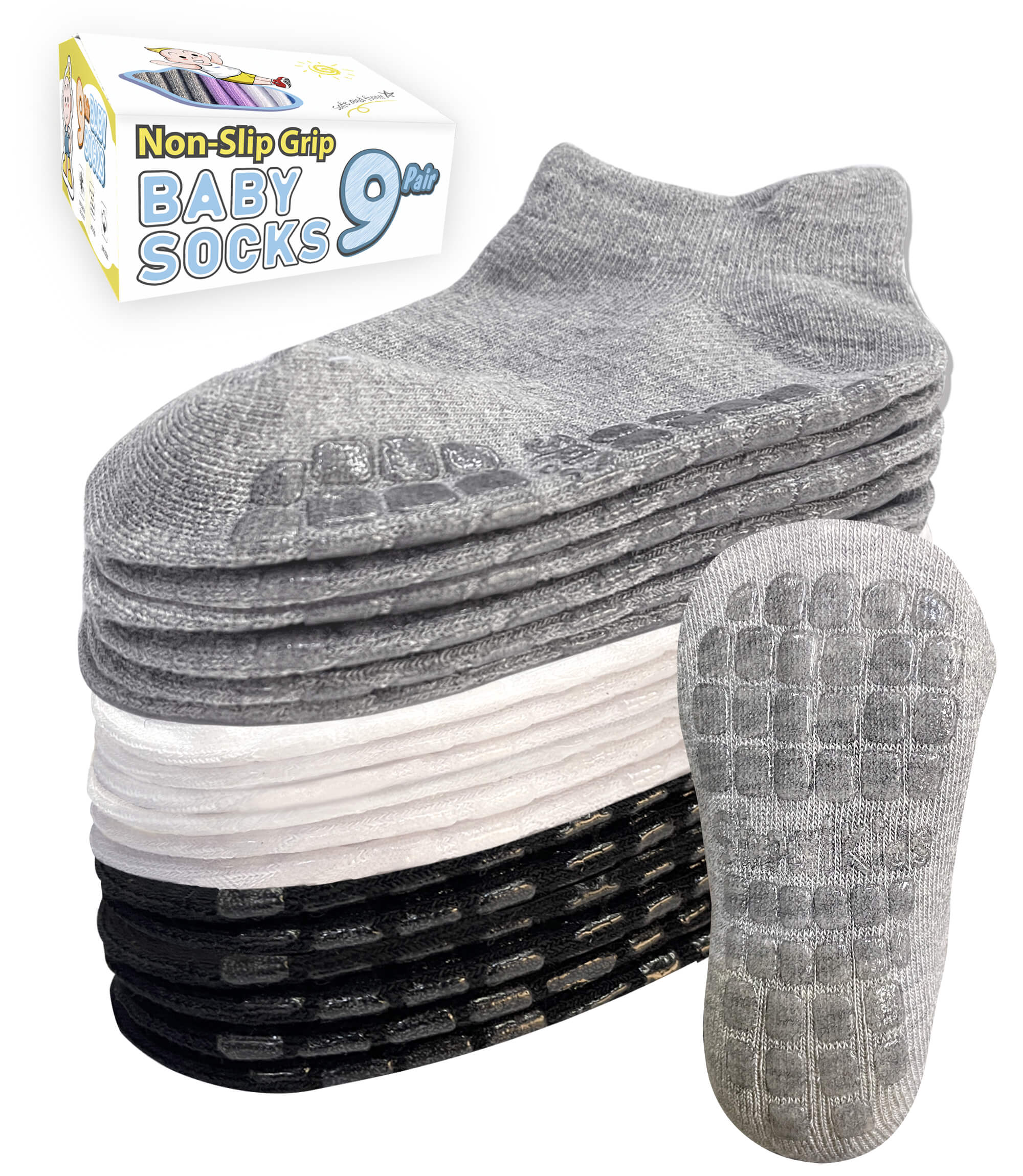 (Assorted)Toddler Socks with Grippers - Non Slip Baby Socks 6-12 12-24 Months 2t-3t Anti Slip Ankle Sock - Image 8
