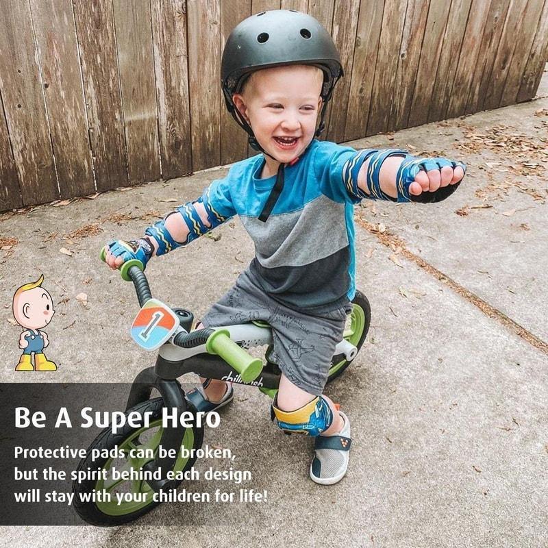 [1st Gen.] Innovative Soft Kids Elbow and Knee Pads with Bike Gloves (Black) - Image 6