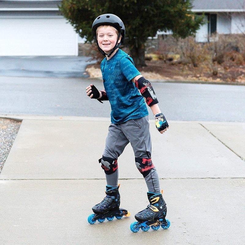[1st Gen.] Innovative Soft Kids Elbow and Knee Pads with Bike Gloves (Black) - Image 7