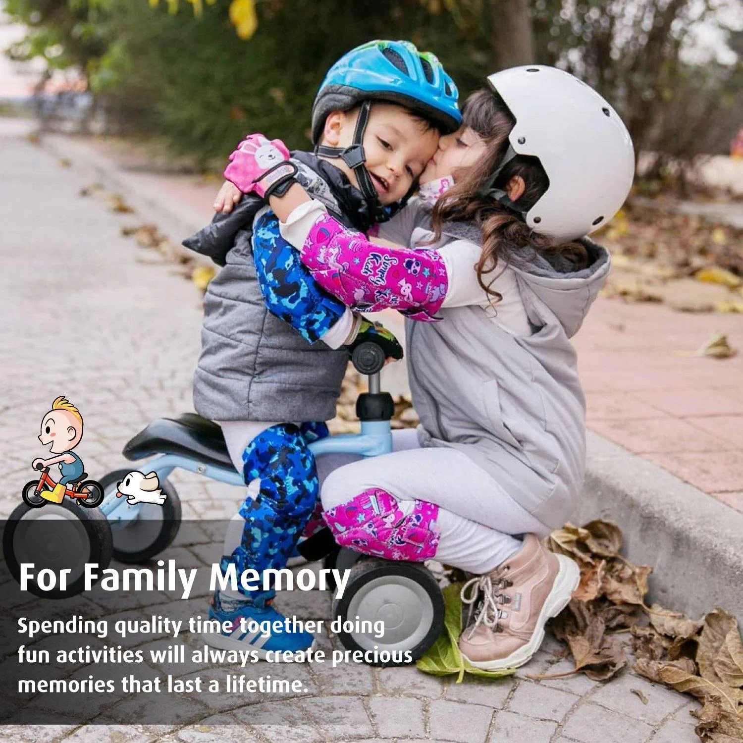 [2nd Gen.] Innovative Soft Kids Elbow and Knee Pads with Bike Gloves (Black) - Image 7