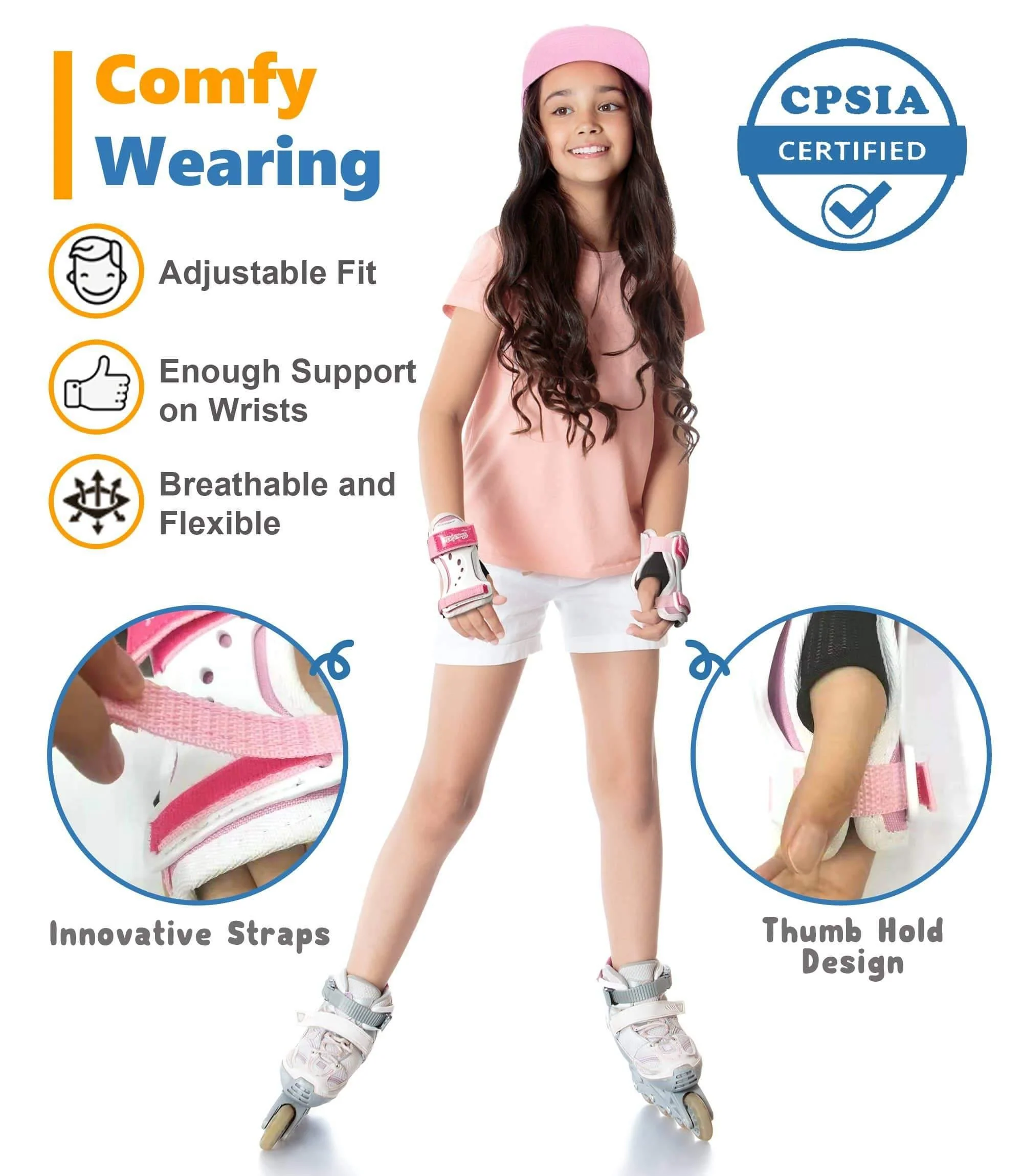 (Blue) Kids Wrist Guards for Skateboarding - Image 3
