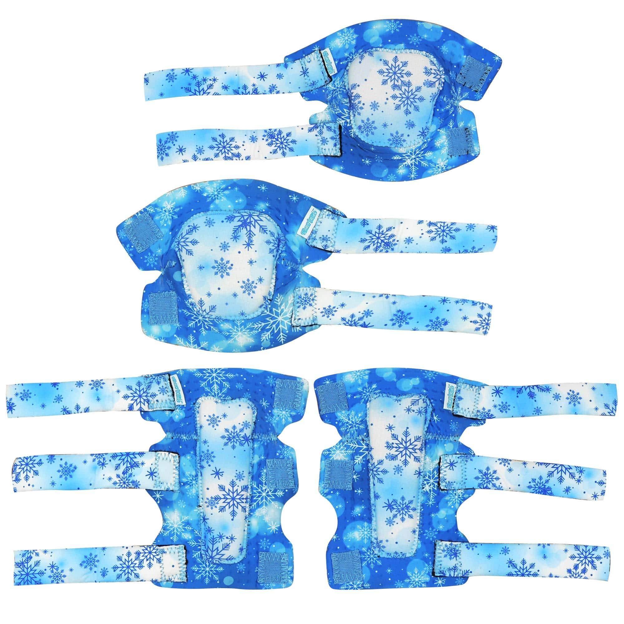 [1st Gen.] Innovative Soft Kids Elbow and Knee Pads with Bike Gloves (Blue Snowflake) - Image 9