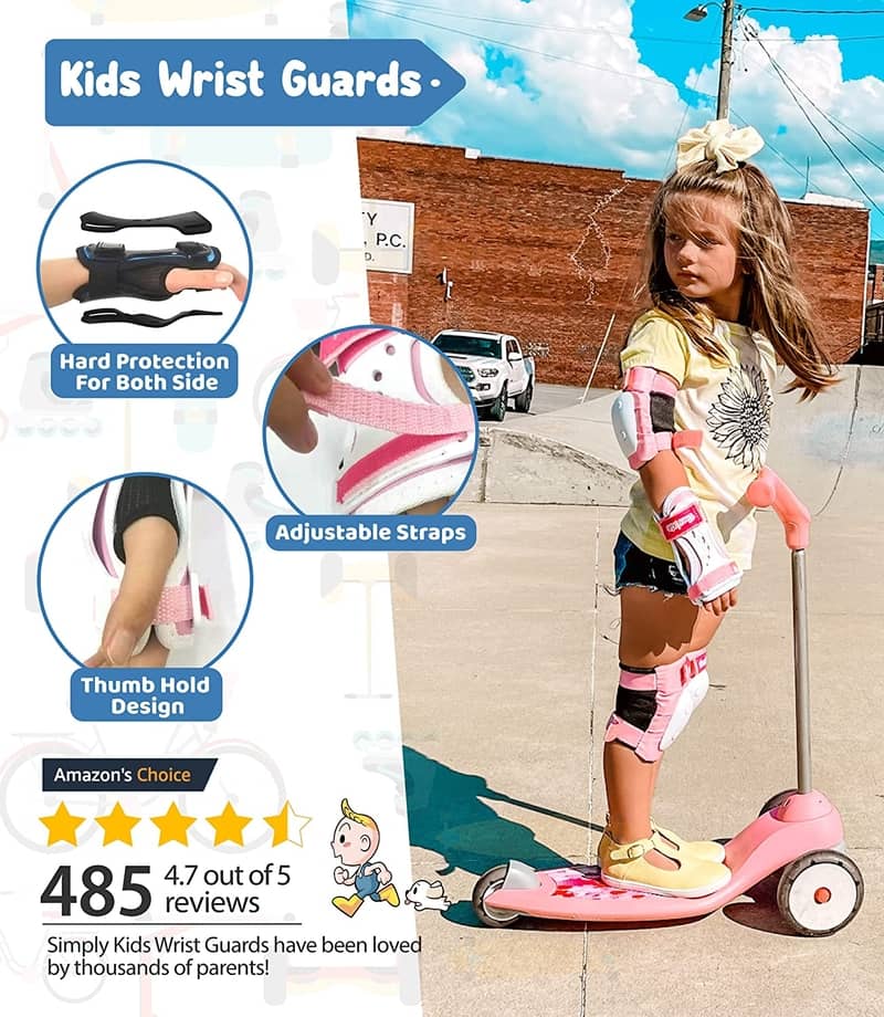 [2021 New Model] Simply Kids HardSoft Knee and Elbow Pads with Wrist Guards (Unicorn) - Image 4