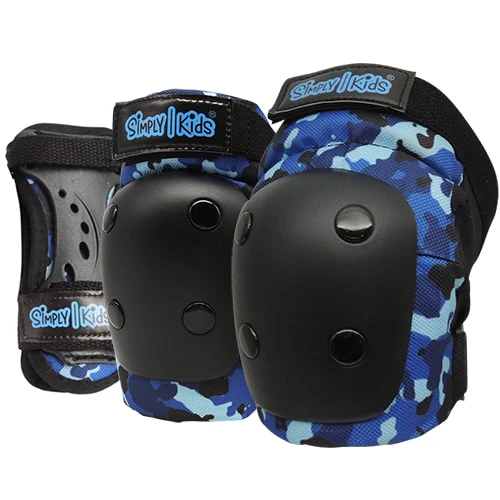 [2021 New Model] Simply Kids HardSoft Knee and Elbow Pads with Wrist Guards (Ocean Camouflage) - Image 8