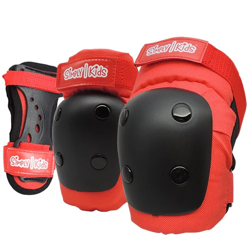 [2021 New Model] Simply Kids HardSoft Knee and Elbow Pads with Wrist Guards (Red) - Image 8