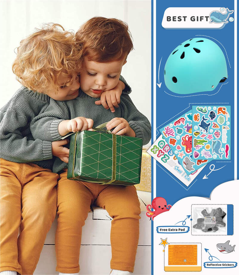 (🦈 Ocean World) Kids Helmet with DIY Stickers for Toddler, Boy, Girl - Image 6