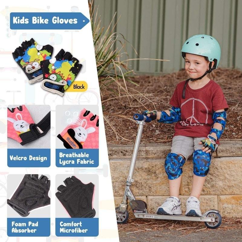 [1st Gen.] Innovative Soft Kids Elbow and Knee Pads with Bike Gloves (Ocean Camouflage) - Image 3