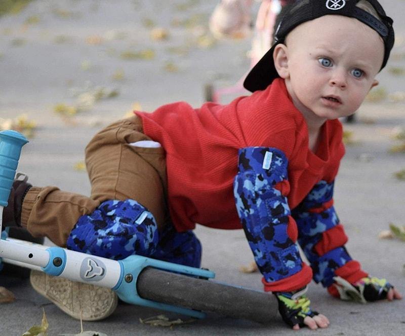 [1st Gen.] Innovative Soft Kids Elbow and Knee Pads with Bike Gloves (Ocean Camouflage) - Image 7