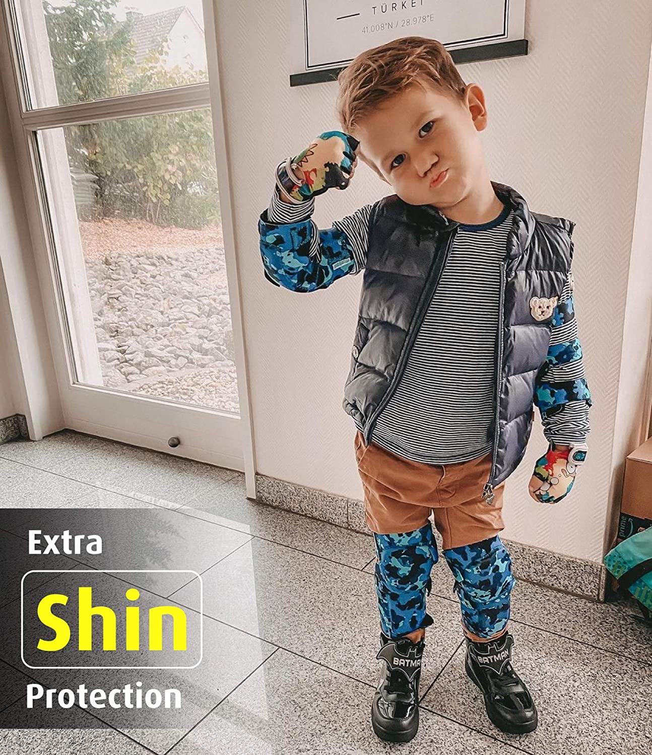 [2nd Gen.] Innovative Soft Kids Elbow and Knee Pads with Bike Gloves (Ocean Camouflage) - Image 6