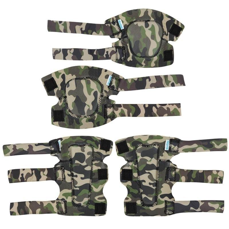 [1st Gen.] Innovative Soft Kids Elbow and Knee Pads with Bike Gloves (Olive Camouflage) - Image 8