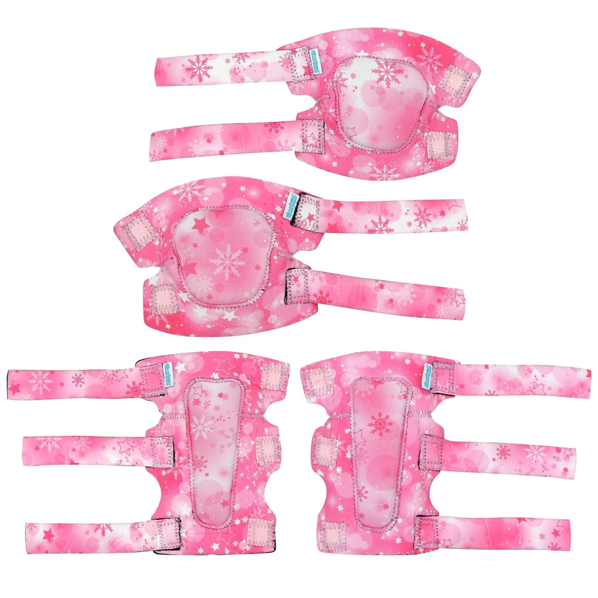 [1st Gen.] Innovative Soft Kids Elbow and Knee Pads with Bike Gloves (Pink Snowflakes) - Image 9