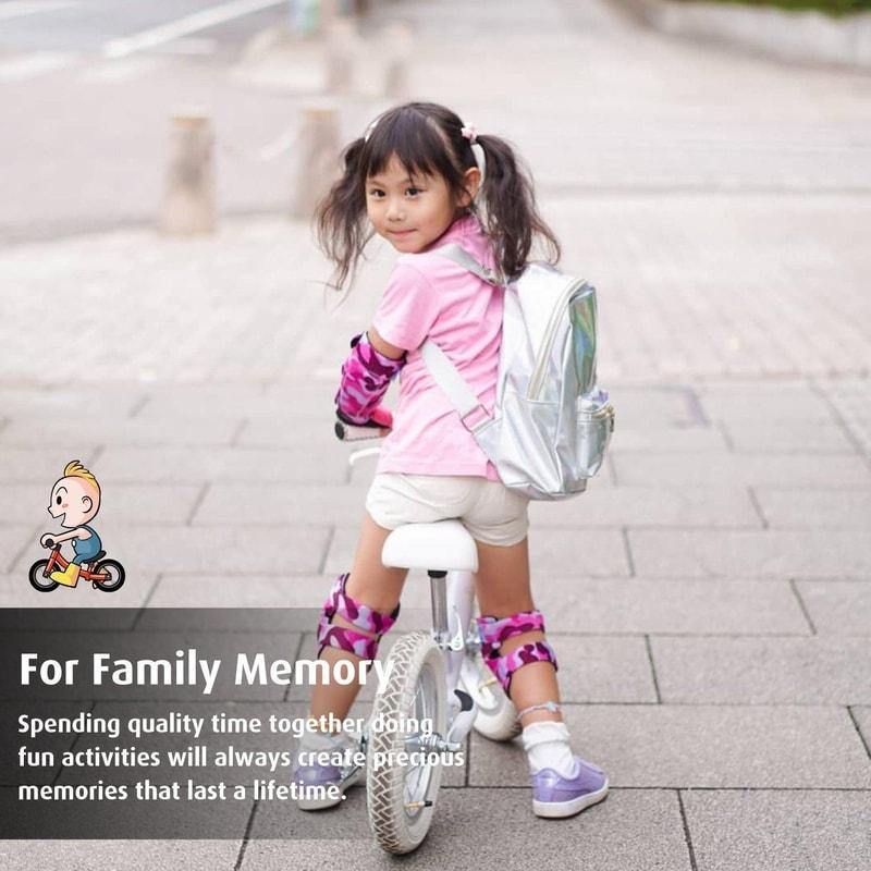[1st Gen.] Innovative Soft Kids Elbow and Knee Pads with Bike Gloves (Pink Camouflage) - Image 4