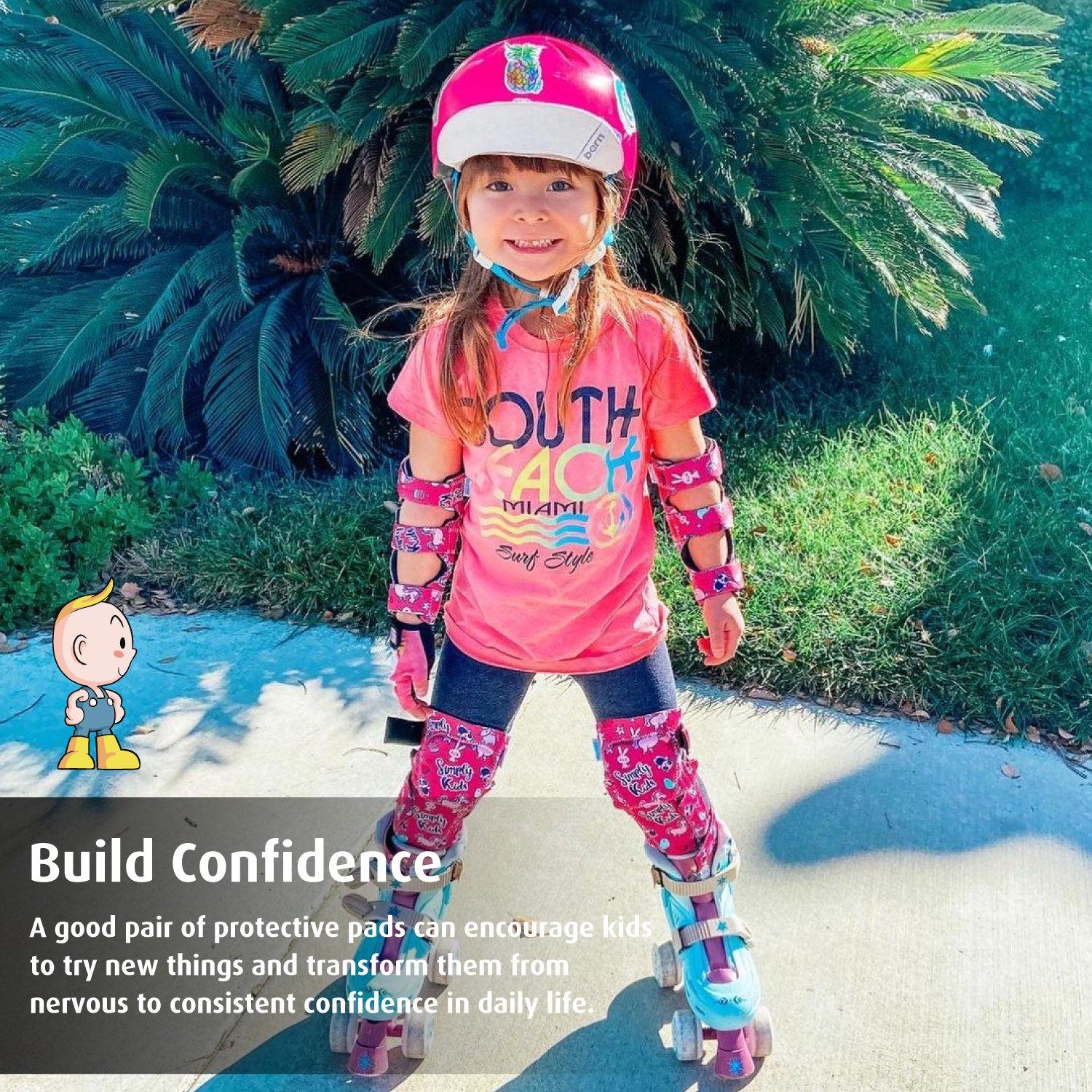 [2nd Gen.] Innovative Soft Kids Elbow and Knee Pads with Bike Gloves (Pink Camouflage) - Image 6