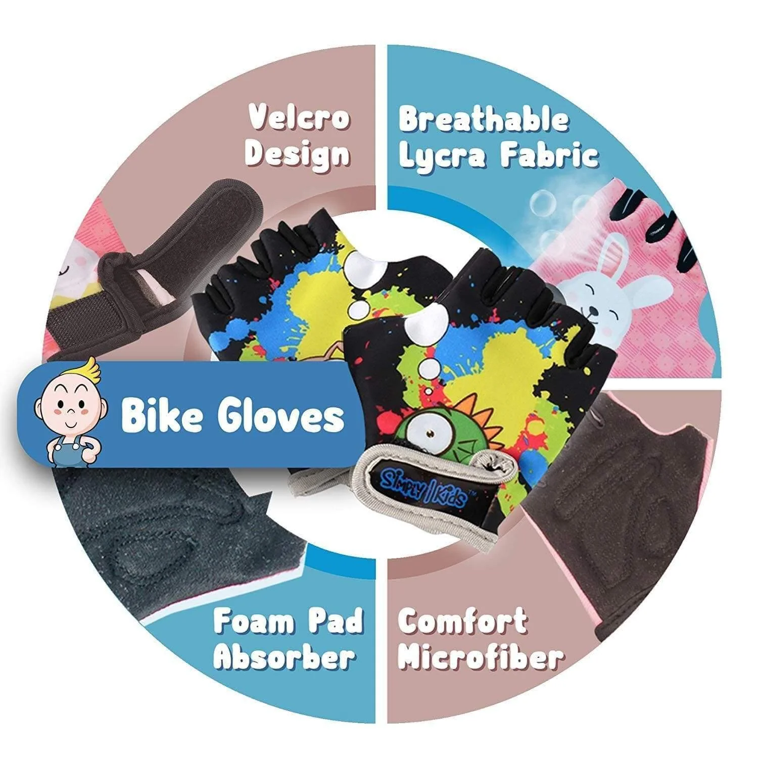 [1st Gen.] Innovative Soft Kids Elbow and Knee Pads with Bike Gloves (Pure Blue) - Image 3