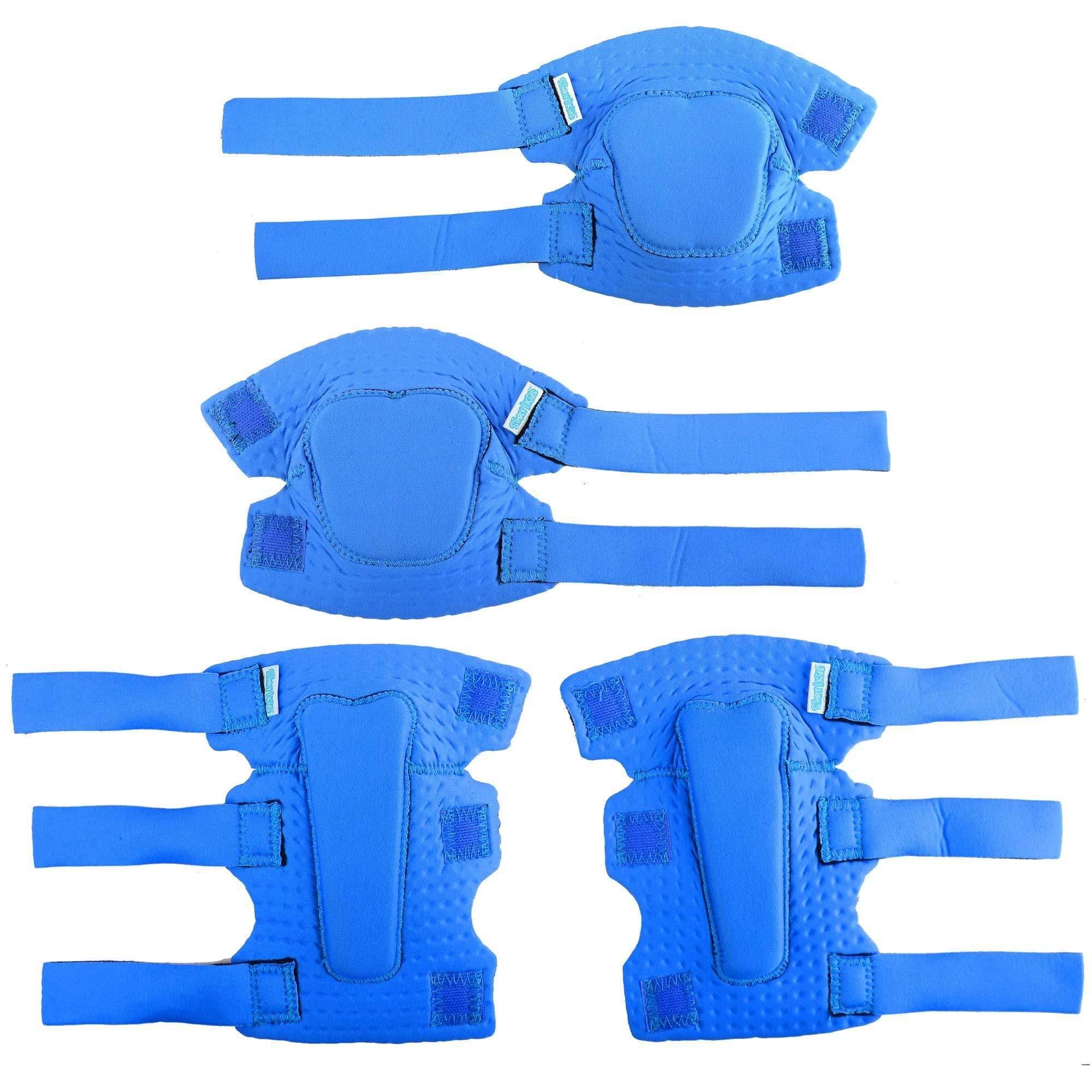 [1st Gen.] Innovative Soft Kids Elbow and Knee Pads with Bike Gloves (Pure Blue) - Image 9