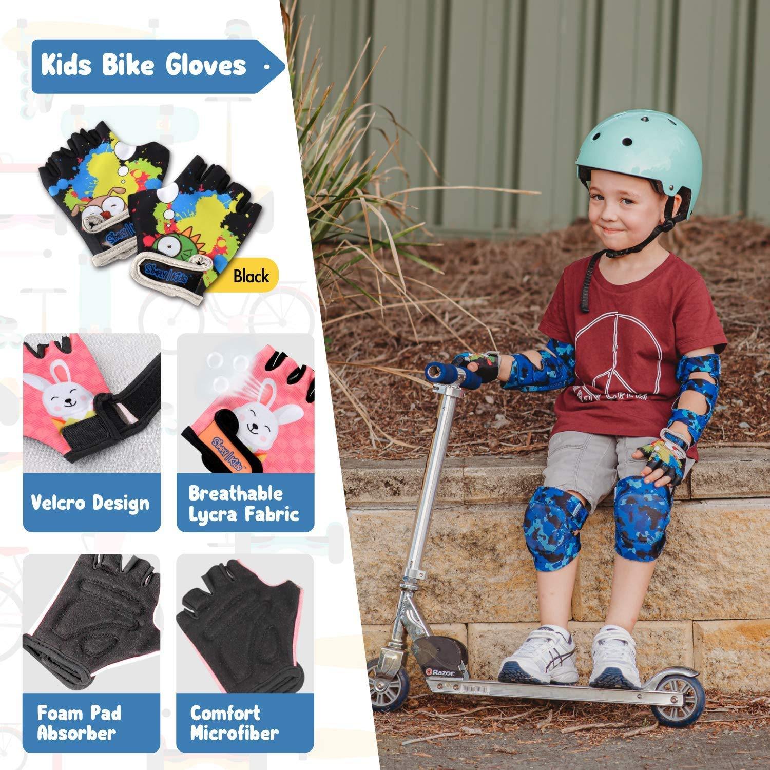 [1st Gen.] Innovative Soft Kids Elbow and Knee Pads with Bike Gloves (Shark) - Image 3