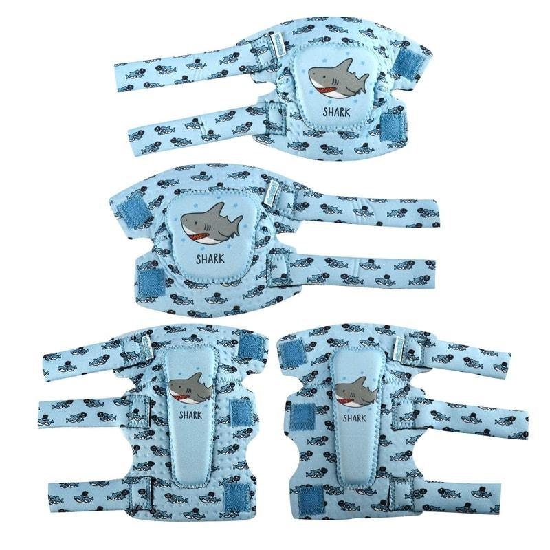 [1st Gen.] Innovative Soft Kids Elbow and Knee Pads with Bike Gloves (Shark) - Image 7
