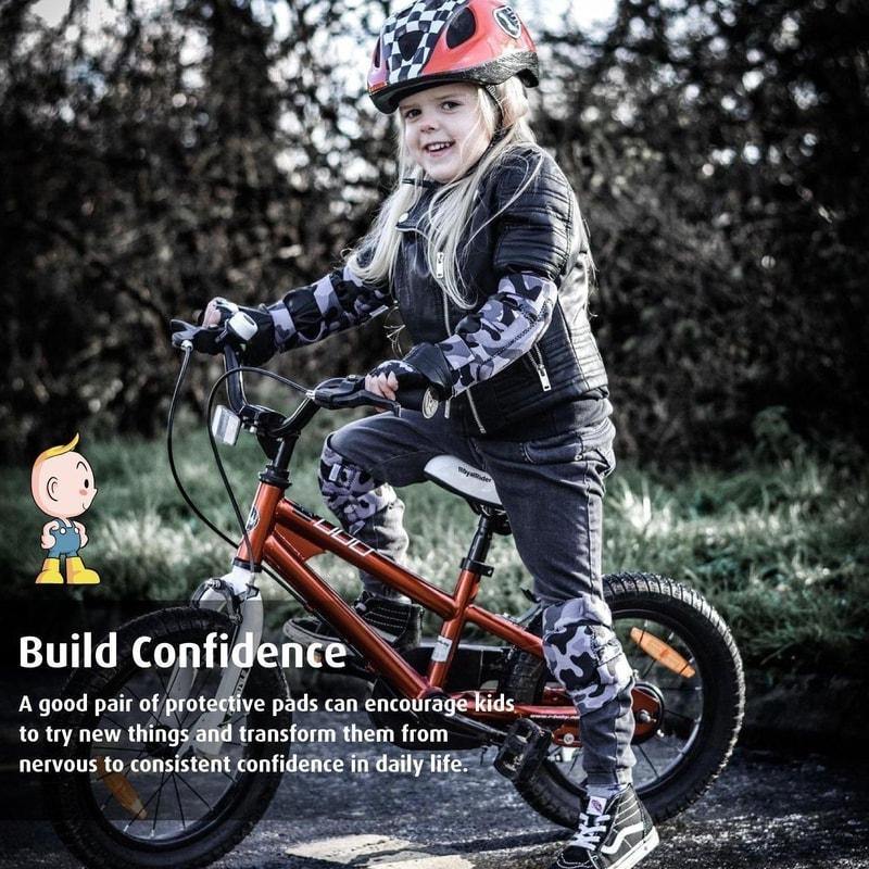 [1st Gen.] Innovative Soft Kids Elbow and Knee Pads with Bike Gloves (Snow Camouflage) - Image 4