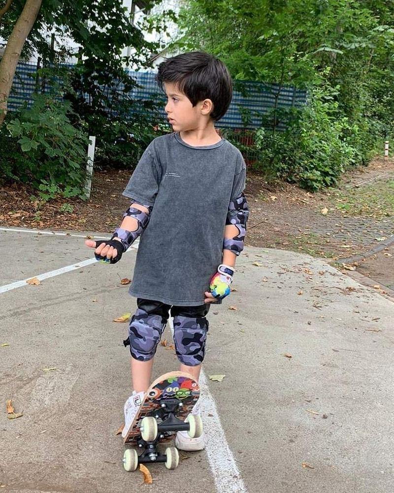 [1st Gen.] Innovative Soft Kids Elbow and Knee Pads with Bike Gloves (Snow Camouflage) - Image 5